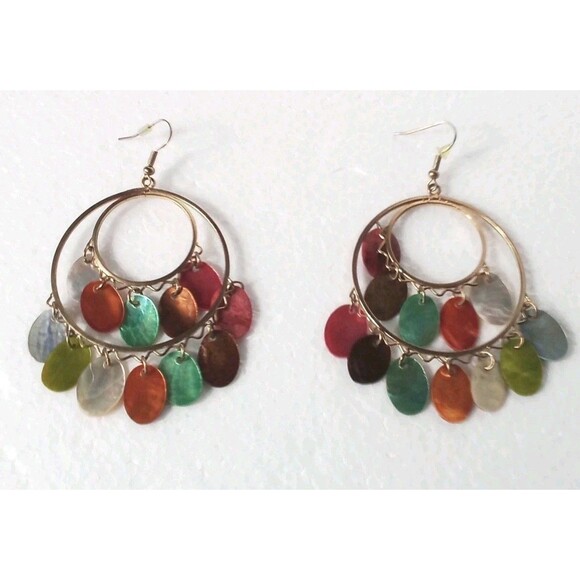 Round Dangle Multicolor‎ Hook Earrings Not Verified - Picture 1 of 6